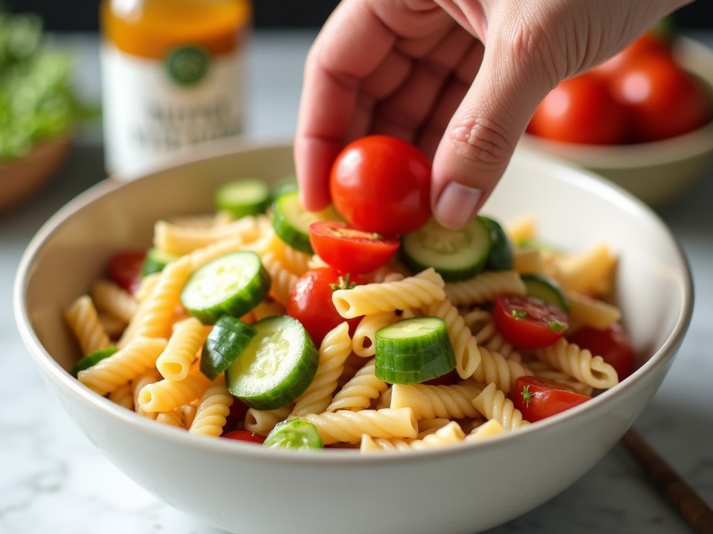 Loaded Easy Pasta Salad Recipe for Summer Gatherings detail image