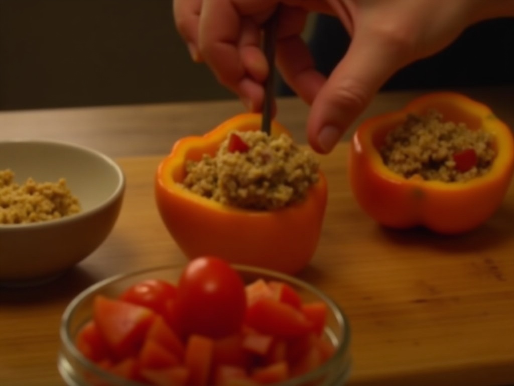 high protein recipes - High Protein Meal Prep: Easy Turkey and Quinoa Stuffed Peppers detail image