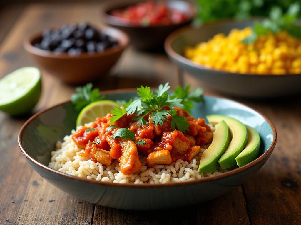 Crock Pot Fiesta Chicken: Healthy Chicken Rice Bowls for Easy Weeknight Dinners