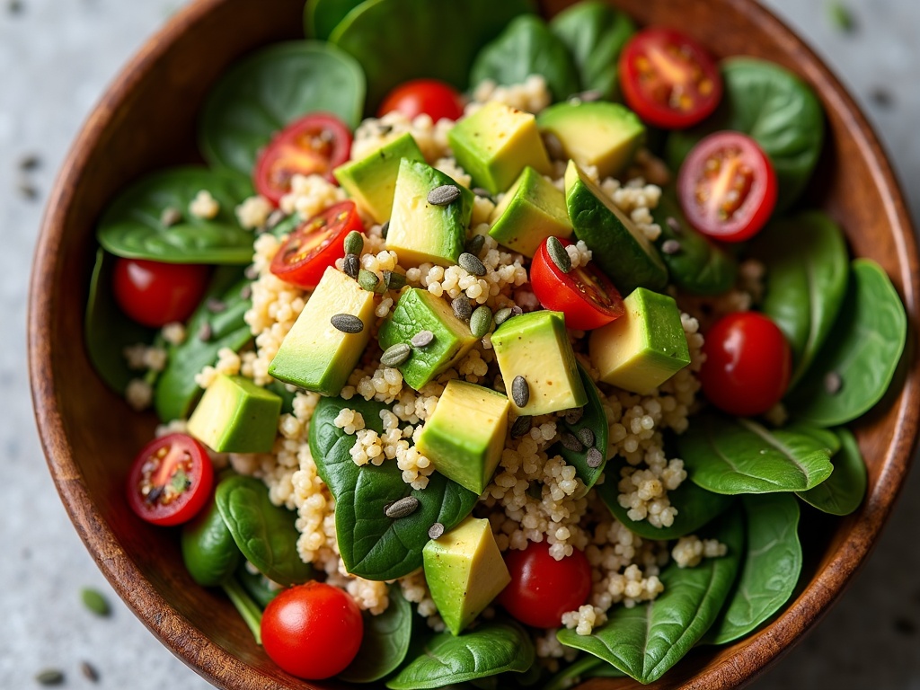 Power-Packed Quinoa Avocado Spinach Salad Recipe