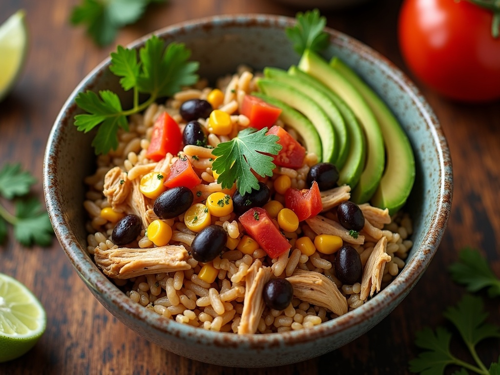Light Crock Pot Fiesta Chicken Rice Bowls